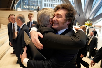 El presidente Javier Milei, ayer,