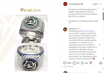 La joyería Venezia, fabricante de los anillos de Yeison Jiménez, aclaró lo relacionado con la polémica - crédito @veneziajoyeria/Instagram