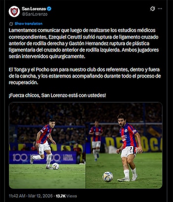 San Lorenzo informa a través