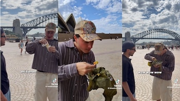El tamal colombiano conquistó el paladar del australiano con un 10 de 10 - crédito leandrovlogss / TikTok