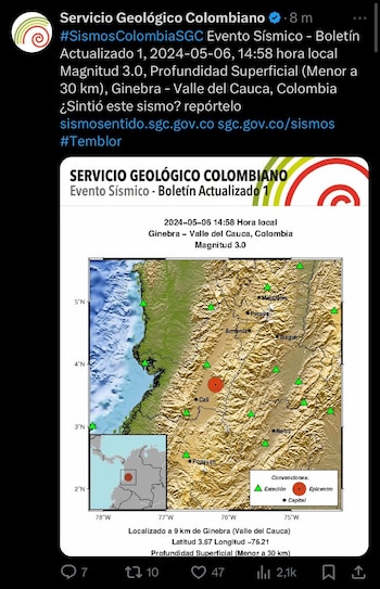 Sismo sacudió el municipio de