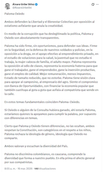 - crédito @AlvaroUribeVel/X