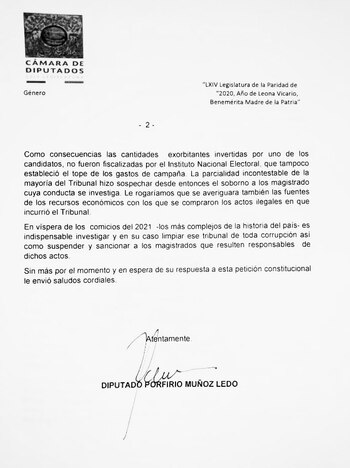 Segunda parte de la carta