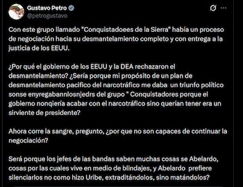Gustavo Petro - crédito @petrogustavo/X