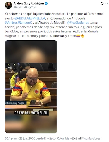 El concejal pidió que se comiencen los ataques en zonas de riesgo - crédito @AndresGuryRod/X