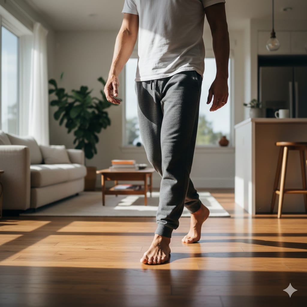 Contrario a lo que se puede creer, caminar descalzo en casa podría traer múltiples beneficios. Foto: (Gemini IA)