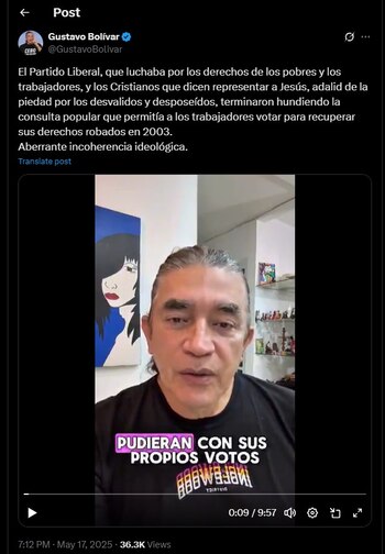 Gustavo Bolívar arremetió en contra