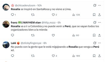 Rosalía excluye a Perú de