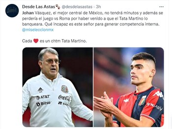 aficion tundió al tata martino por excluir a johan vasquez