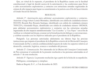 La resolución 442 autoriza contactos