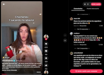 El video de Valentina Ferrer en redes sociales se viralizó y generó mensajes de apoyo y repudio desde Argentina, España y otros países - crédito valentinaferrer / Tiktok