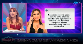 Darinka Ramírez lanza duro mensaje a Jefferson Farfán: “Mi hija tuvo apellido al año”. Captura: Magaly TV La Firme.