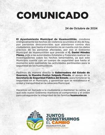 El gobierno de Huamuxtitlán condenó