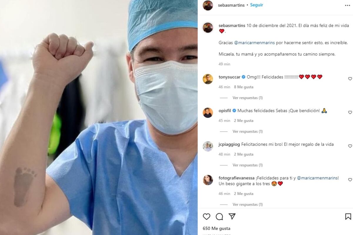 Sebastian Martins dedica mensaje a Maricarmen Marín y a su bebé. (Foto. Instagram)
