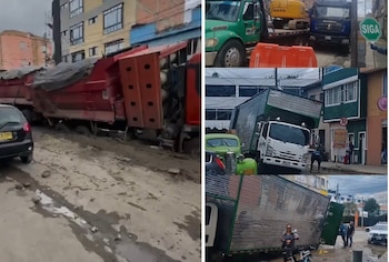 La vía es transitada por camiones, tractomulas y volquetas que suelen quedarse atrapadas en el huevo que se formó como consecuencias de las obras del metro - crédito @araqueconcejal/X