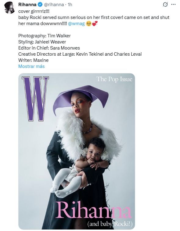 La sesión fotográfica reúne a Rihanna y Rocki Irish en looks Dior Haute Couture, reafirmando su vínculo con la icónica maison francesa (X/@rihanna)