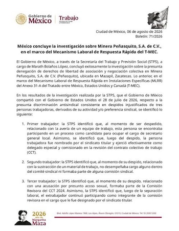 Comunicado Oficial.