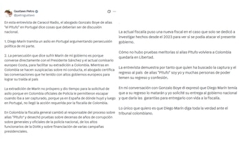 El presiente Gustavo Petro entregó detalles de lo que conversó con el abogado de alias Papá Pitufo - crédito @petrogustavo/X