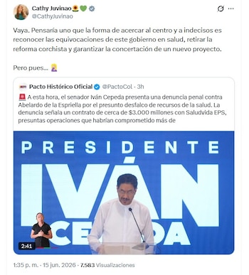 Cathy Juvinao rechazó la forma en que el candidato del Pacto Histórico busca atraer a los votantes indecisos - crédito @CathyJuvinao/X