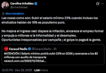 Carolina Arbeláez afirmó que el