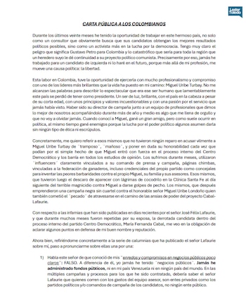 Carta de Lester Toledo, consultor