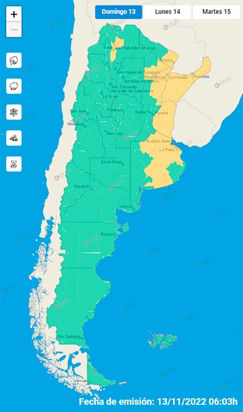 Alerta amarillo por tormenta y