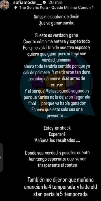 La transparencia del concurso La casa de los famosos Colombia es cuestionada tras revelaciones de Sofía Avendaño en redes - crédito @rechismes/IG