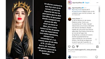 Mensaje de Emma Coronel en