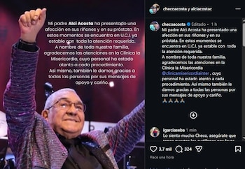Checo Acosta confirmó que el cantante Alci Acosta está estable y bajo observación médica en la Clínica La Misericordia Internacional - crédito checoacosta / Instagram