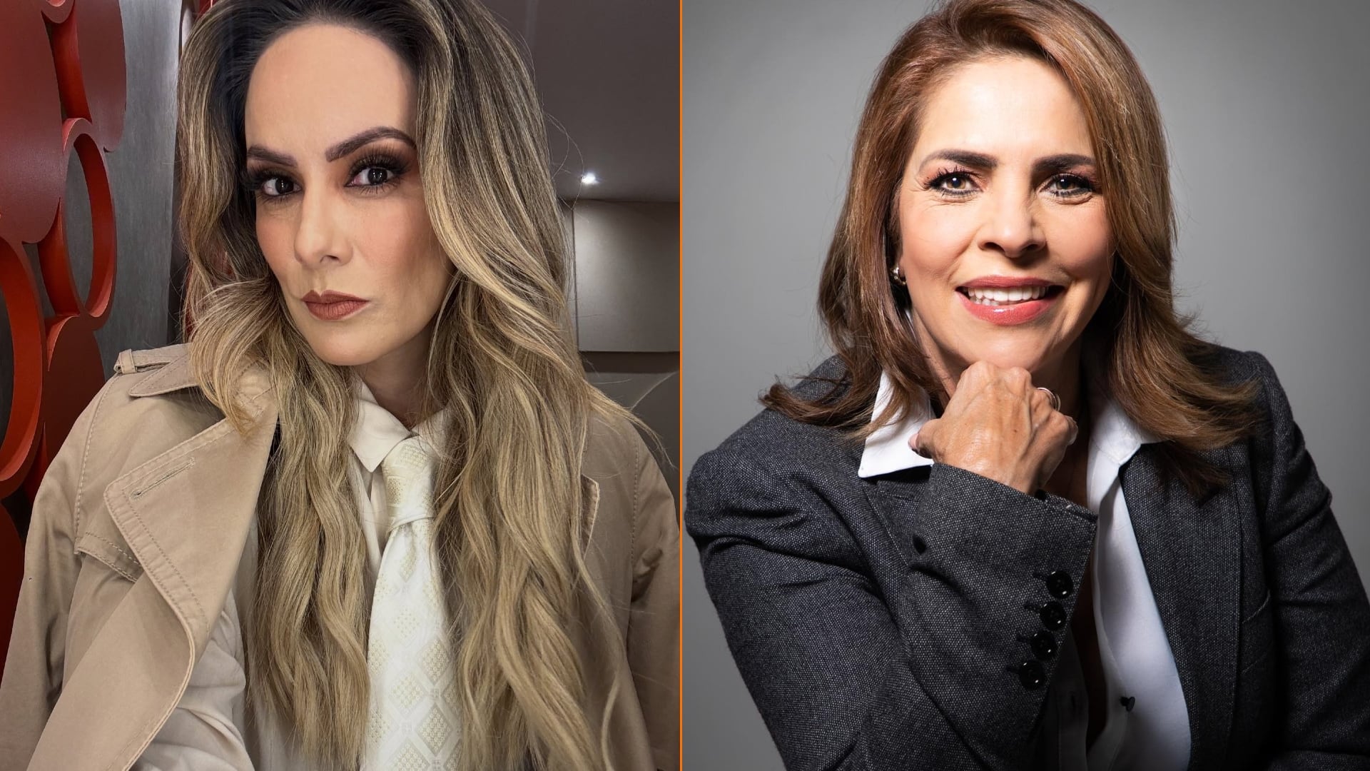 Christian Lara y Ana María Alvarado aparecen en retratos individuales colocados uno al lado del otro, con fondos neutros. (Instagram: Christian Lara / Ana María Alvarado)
