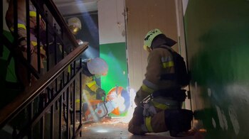 La caída de algunos escombros