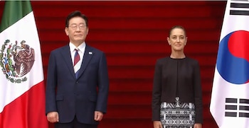 La presidenta de México, Claudia Sheinbaum y el presidente de Corea del Sur, Lee Jae-myung