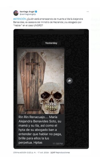 El mensaje, acompañado de una