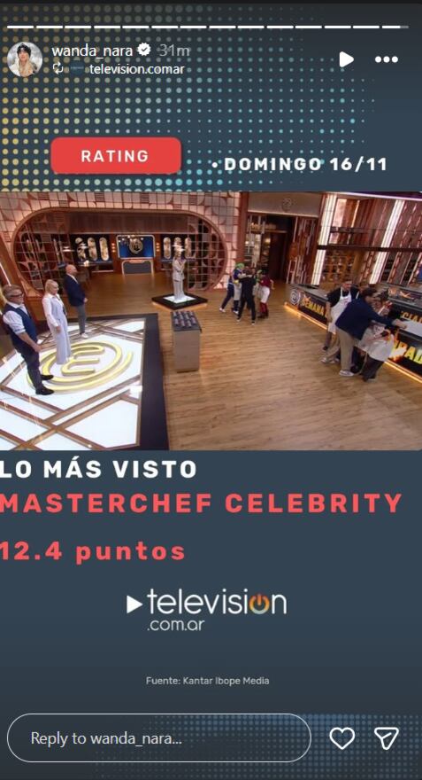 Wanda Nara compartió el gran número que obtuvo la última emisión del certamen que conduce (Instagram)