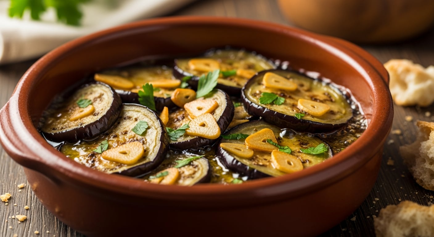 Plato de berenjenas al ajillo. (Imagen Ilustrativa Infobae)