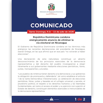 República Dominicana condena a Daniel Ortega por anunciar el fin de las elecciones en Nicaragua y apela a la Carta Democrática Interamericana.