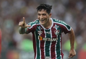 Soccer Football - Copa Libertadores - Group D - Fluminense v River Plate - Estadio Maracana, Rio de Janeiro, Brazil - May 2, 2023 Fluminense's German Cano celebrates scoring their fourth goal REUTERS/Ricardo Moraes