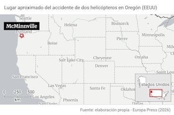 Lugar aproximado del accidente de dos helicópteros en Oregón (EEUU)
SOCIEDAD NORTEAMÉRICA ESTADOS UNIDOS INTERNACIONAL