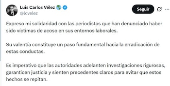 El exdirector Luis Carlos Vélez expresó en redes sociales su solidaridad con las víctimas - crédito @lcvelez/ X