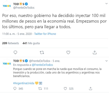 El tuit del Frente de Todos