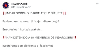 Comunicado de Indar Gorri sobre