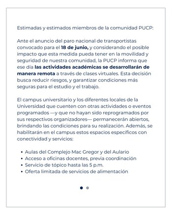 Comunicado oficial PUCP.
