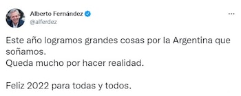 El tuit del presidente Alberto Fernández para despedir el 2021