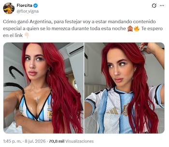 El guiño de Flor Vigna a la Selección Argentina en su sesión de fotos de Only Fans