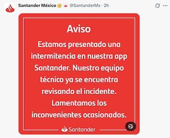 Clientes de Santander reportaron dificultades