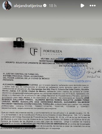 Tijerina compartió el documento oficial para su medida de protección