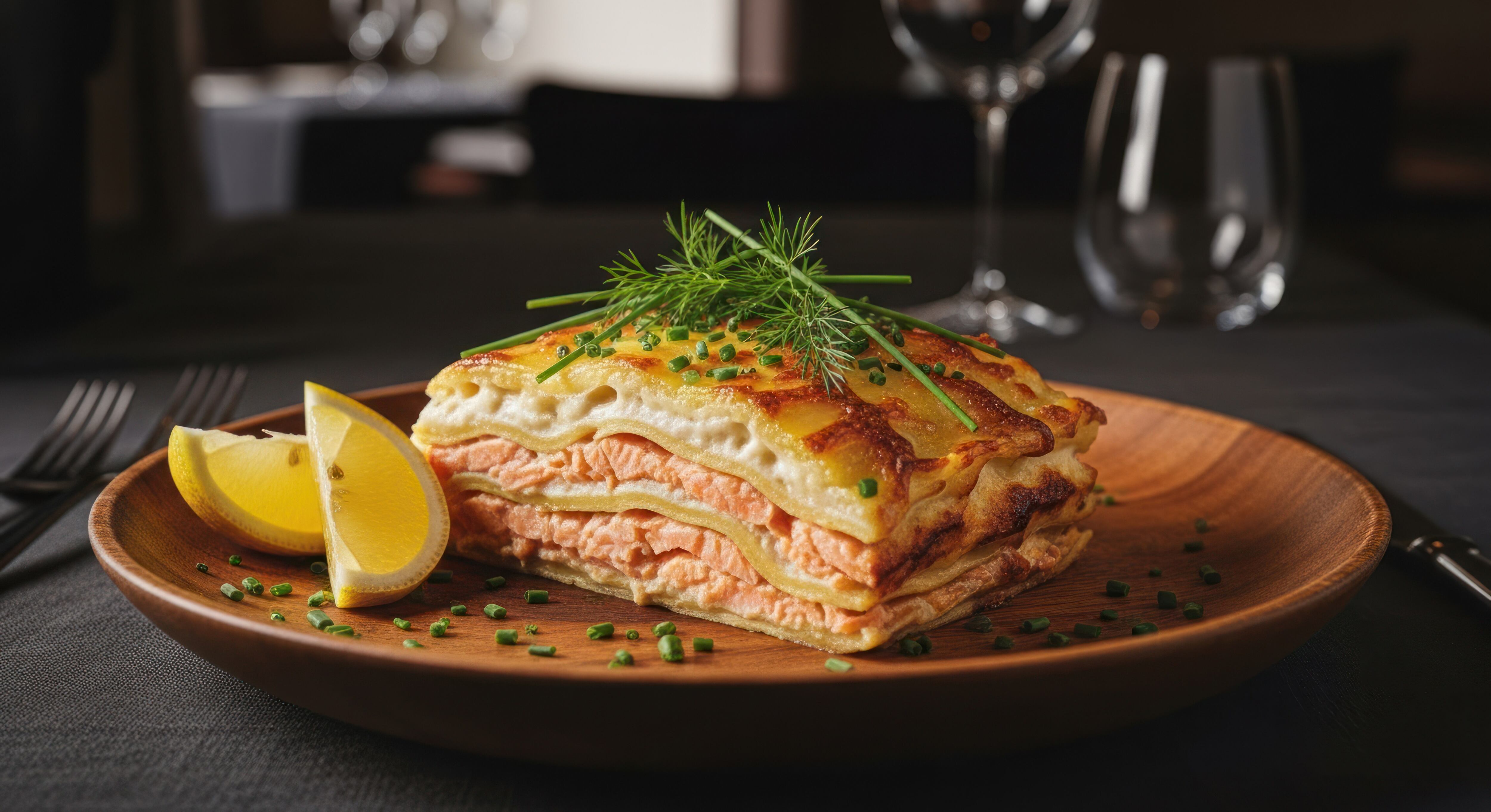 Lasaña de salmón con salsa Aurora. (AdobeStock)