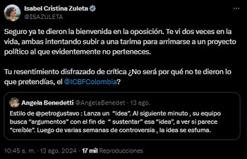 La senadora Isabel Zuleta dejó