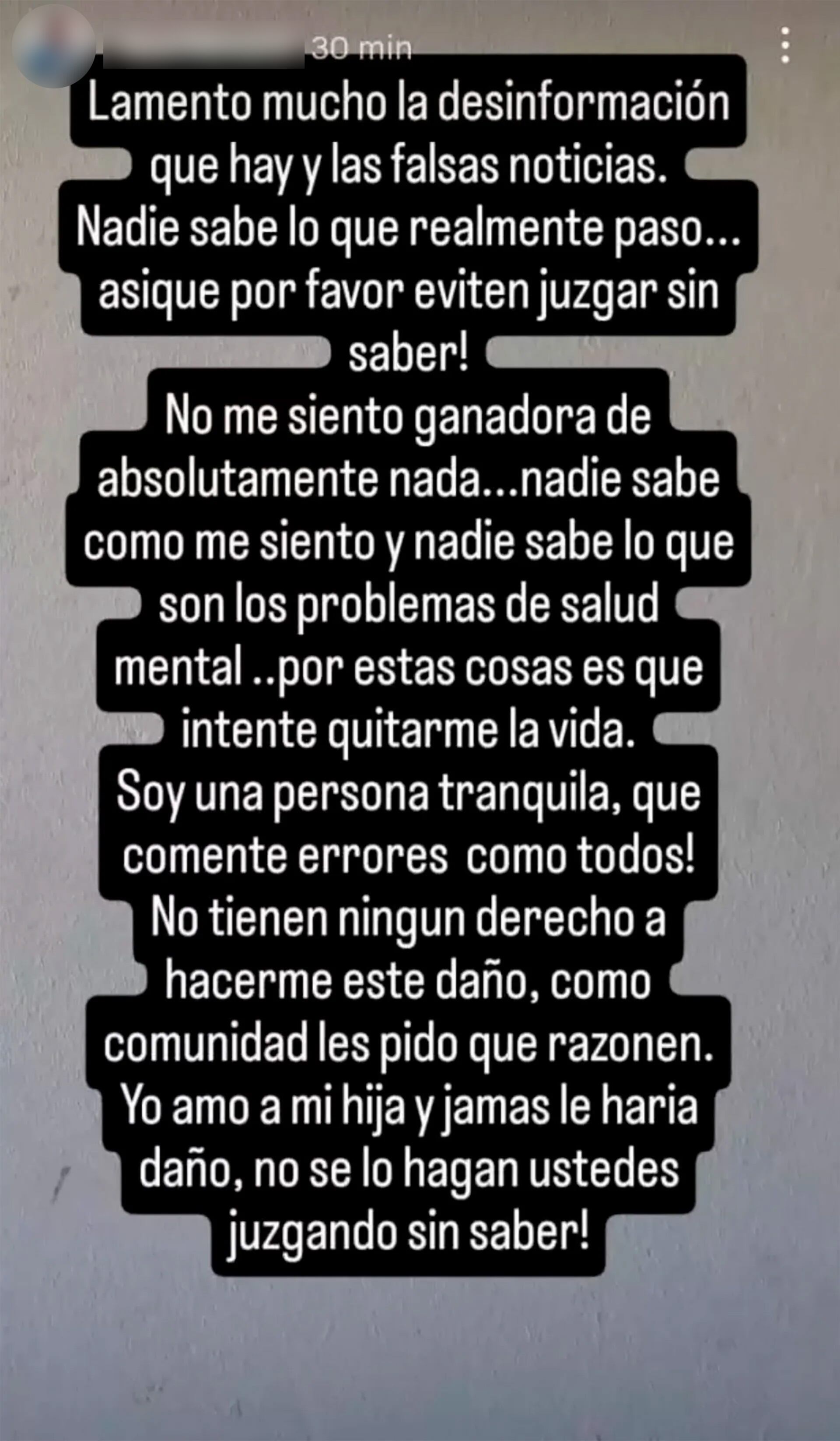 El mensaje de la mujer internada