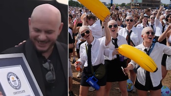 22 mil personas con calvas falsas: el insólito récord Guinness que Pitbull celebró junto a sus fans en Londres
